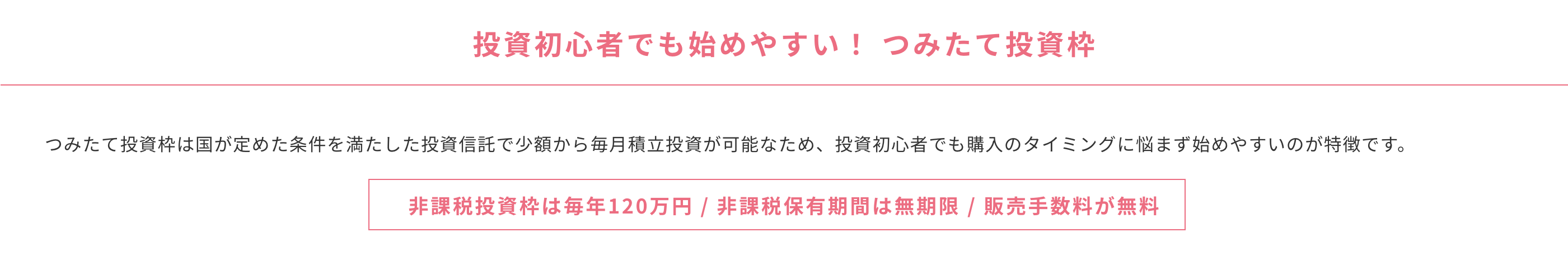 投資初心者でも始めやすい！ つみたて投資枠